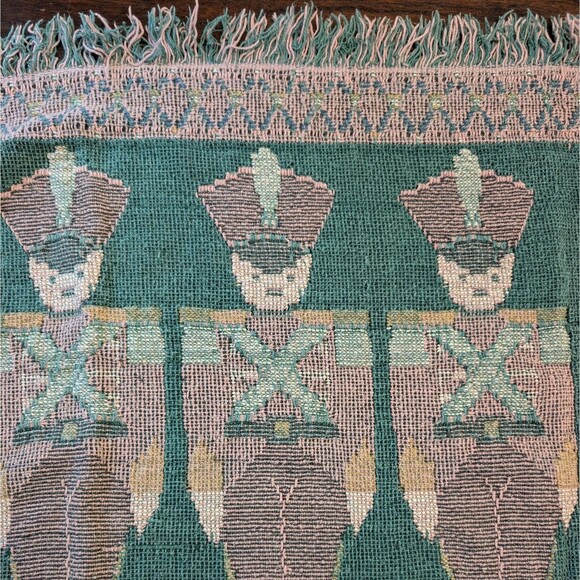 Vintage Nutcracker Tin Soldier Tapestry Throw Blanket Christmas Xmas Cottage - Picture 4 of 6